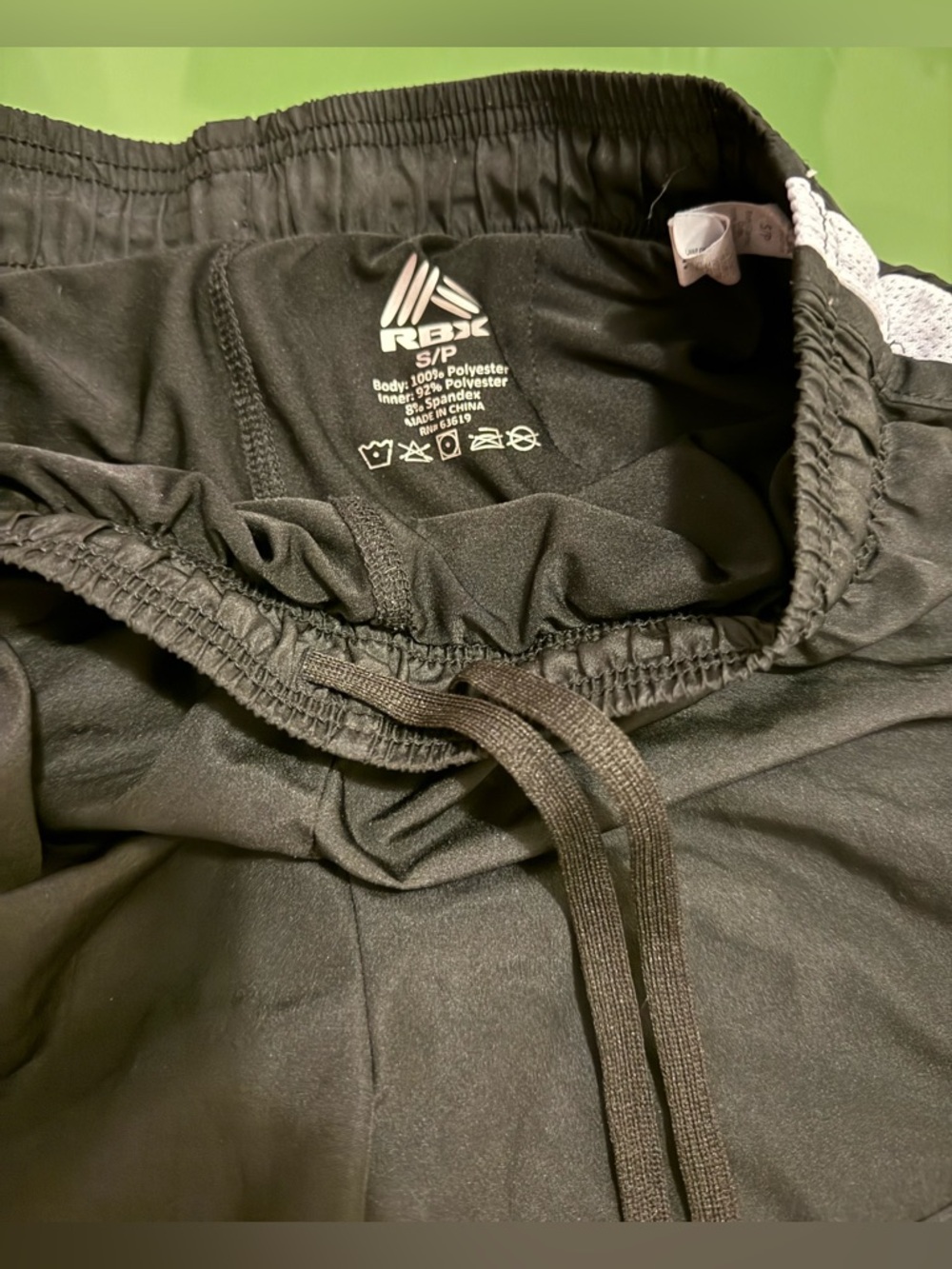 RBX Black Athletic Running Shorts with White Side Panels - Picture 3 of 4